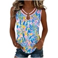 thumbnail image 2 of Odbmxy Tank Tops Women Plus Size V-Neck Summer Beach Vacation Shiny Tops Women Sleeveless Leisure Loose Graphic, 2 of 6