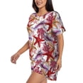 thumbnail image 2 of Balery Coral Reef Pattern Womens Pajama Sets 2 Piece Soft Short Sleeve Top and Shorts Sleepwear Round Neck Pjs Lounge Set with Pockets-Large, 2 of 7