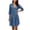 Blue, variant on Women's V Neck 3/4 Sleeve Casual Tunic Dress, Loose Fit Mini Dress with Pockets, Solid Color Summer Swing Dress for Women