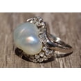 thumbnail image 2 of Antique Filigree Pearl and Diamond Ring in Palladium and 14 Karat, 2 of 4