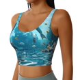 thumbnail image 2 of Fotbe Underwater Dolphin Scene Sujetador Deportivo Largo sin Aros para Mujer con Almohadillas y Soporte Medio, Transpirable y Absorbente, Camiseta Tipo Chaleco o Tank Top-XX-Large, 2 of 8