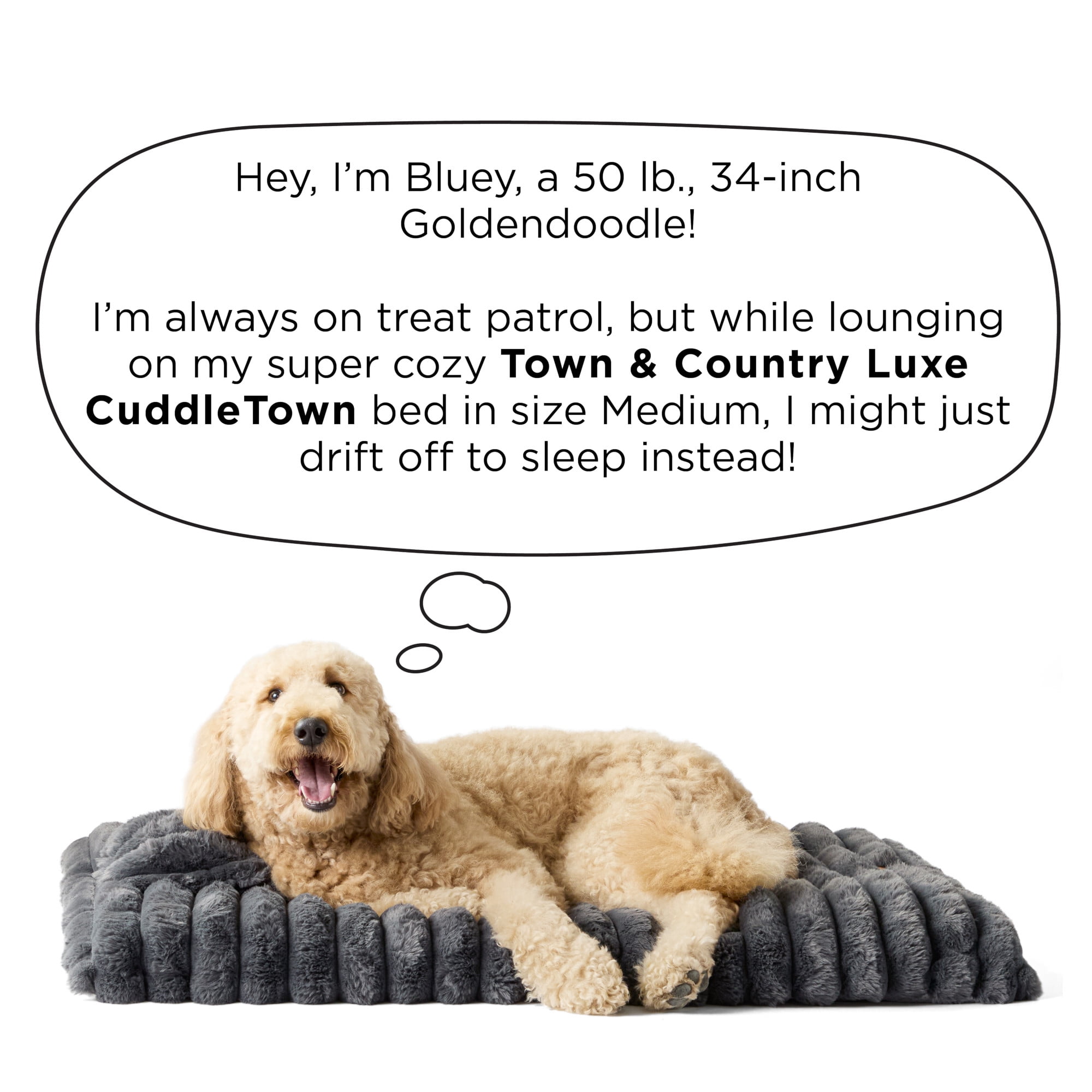 TOWN & COUNTRY LUXE CuddleTown Ribbed Bubble Stripe Pillow Crate Mat Pet Bed, Machine Washable Cover, Soft & Calming, Non-Slip Bottom, Cream, Medium 35"x24"x3"