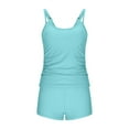 thumbnail image 4 of Efsteb Womens Swimsuits Two Piece Women's Swimsuit Tankini Set Solid Color Slim Bathing Suits Two Piece Swim Suit with High Waisted Short (Sky Blue,S), 4 of 7