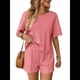 thumbnail image 1 of Conjunto de Pijama de 2 Piezas de Corta A Rayas de Verano, Color Rosa, Talla L, 1 of 8