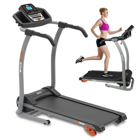 Hurtle Electric Folding Treadmill Exercise Machine - Smart Compact Digital Fitness Treadmill Workout Trainer w/Bluetooth App Sync, Manual Incline Adjustment, for Walking, Running, Gym