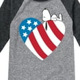 thumbnail image 3 of Peanuts - Snoopy On Flag Heart - Toddler & Youth Raglan Graphic T-Shirt, 3 of 5
