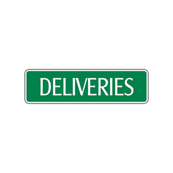 Deliveries Shipping & Receiving Metal Street Sign Wall Courier Postman 4x13.5