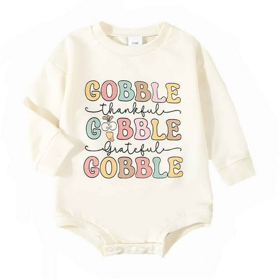 Gunia Thanksgiving Baby Girl Outfit Long Sleeve Letter Printing Pullover Romper Sweatshirt Bodysuits Girls Outfits,Yellow 6-12 Months