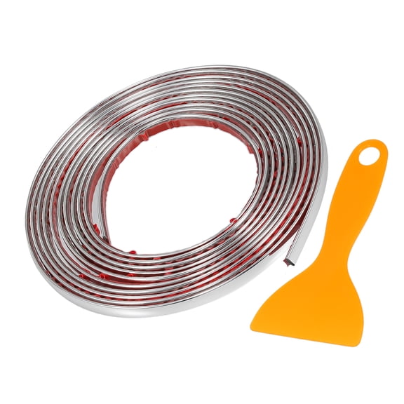 1/4" 6mm Width Self Adhesive Car Door Window Bumper Trim Strip Sticker 10Ft 300cm  Gloss Silver Tone