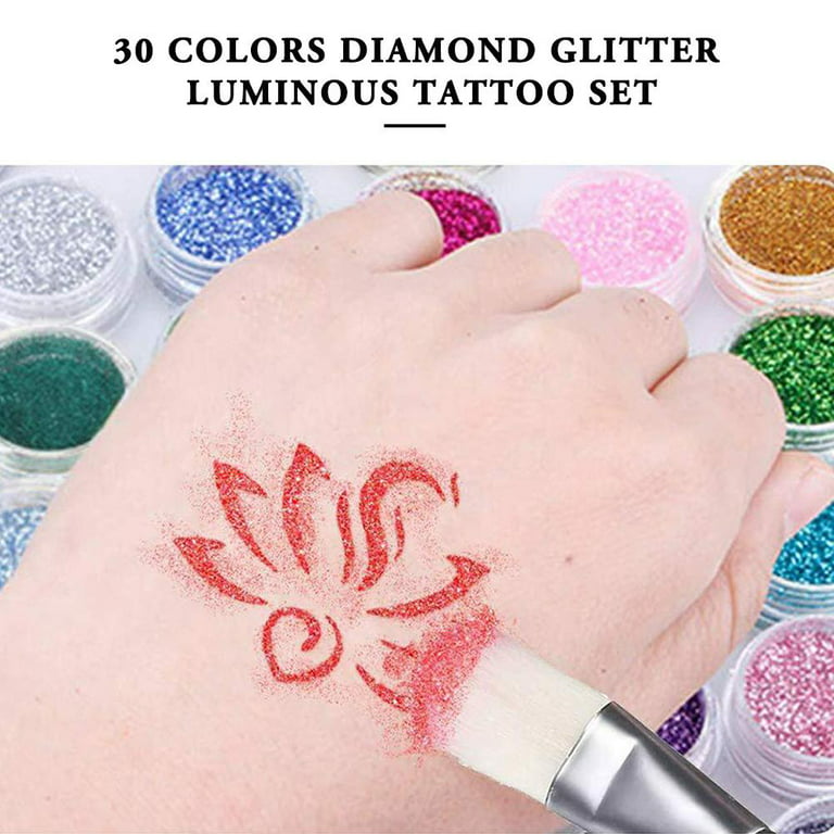 Colorful Diamond Glitter Temporary Tattoo Set Glitter Powder
