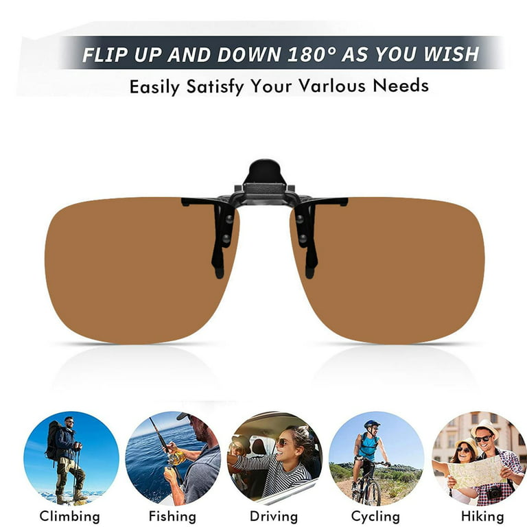 Clip-On Sunglasses Rimless Flip Up Driving Glasses Night Vision Polarized  Glasses for Women Men E1F3 