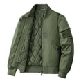 thumbnail image 6 of Aimik Hanes Up to 65% off clearance Men's Casual Bomber Jacket,Outdoor Fall/Winter Zip-Up Windbreaker,Water Resistant Padded Ma-1 Flight Jacket with Pocket-Green XXXL, 6 of 6