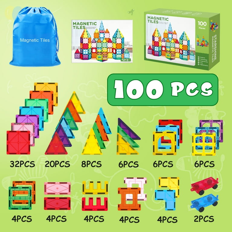 Boys And Girls Magnetic Tiles Building Blocks STEM Learning Toys Sensory Montessori Toys For Toddlers Kids