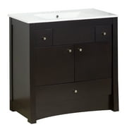 35.5-in. W Floor Mount Distressed Antique Walnut Vanity Set For 3H4-in. Drilling