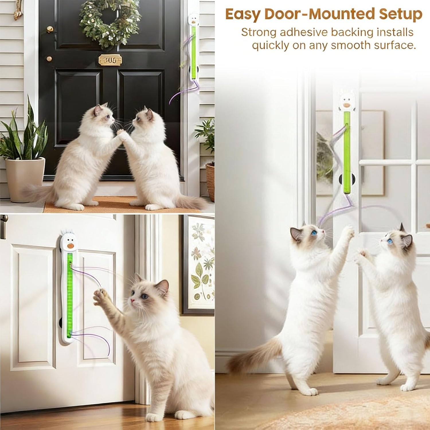 Auto Motion Flying Rope Cat Toy,Automatic Electric Wall Mounted Interactive Cat Toy for Indoor Cats,Smart 360° Flexible String Movement Kitten Toys