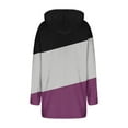 thumbnail image 5 of Women's Color Block Jacket Trendy Full Zip Loose Long Thermal Warm Fleece Hoodies Causal Long Sleeve Hooded Outfits (L, Purple), 5 of 5