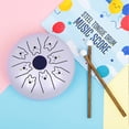 thumbnail image 4 of Labymos Tambour à Langue en Acier 5,5 Pouces 8 Notes C Key Handpan Tambour Motif Zodiaque Chinois Réservoir Instrument de Percussion avec Sac Mallets de Musique (Motif Chien & Couleur Violet Clair), 4 of 7