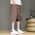 thumbnail image 6 of Angala Mens Summer Shorts Solid Color Elastic Waist Shorts Summer Breathable Seaside Holiday Casual Mens Shorts Size Xl Coffee, 6 of 6
