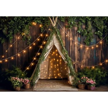 Allenjoy Spring Rustic Tent Backdrop