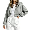 thumbnail image 2 of OGLCCG Girls Zip Up Hoodies Long Sleeve Cropped Sweatshirt Lightweight Hooded Fall Jacket Teen Girl Back to School Outfits 5-15 Years, 2 of 5
