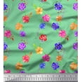 thumbnail image 1 of Soimoi Tissu en Poly Georgette à Pois, Feuilles et Pervenche Imprimé Floral au Mètre 52 Pouces de Large, 1 of 3