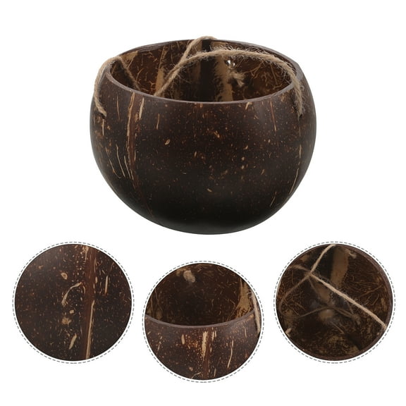RENACLIPY Natural Coconut Shell Wall Hanging Planter Basket Dark Brown