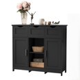 thumbnail image 3 of Tcbosik Buffet Sideboard with 2 Doors and 3 Drawers, Coffee Bar Cabinet with Adjustable Shelves, Accent Storage Cabinet for Hallway, Entryway, Dining Room, Living Room, Black, 3 of 9