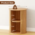 thumbnail image 3 of Fluted Round Side Table Set of 2, Mid Century Modern Night stand with Sliding Tambour Door and Storage Shelf, Wood Bedside Table, End Table for Small Space,Bedroom, Living Room, 3 of 8