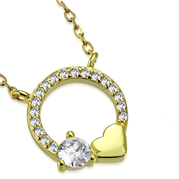 925 Sterling Silver Circle of Life Love Heart CZ Pendant Necklace, 18"