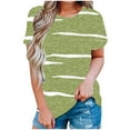 thumbnail image 2 of CHGBMOK Plus Size Womens Tops Mode Femmes Printemps et Été Manches Courtes Rayé Imprimé Col Rond Tops Été Plage Tops en Liquidation, 2 of 3