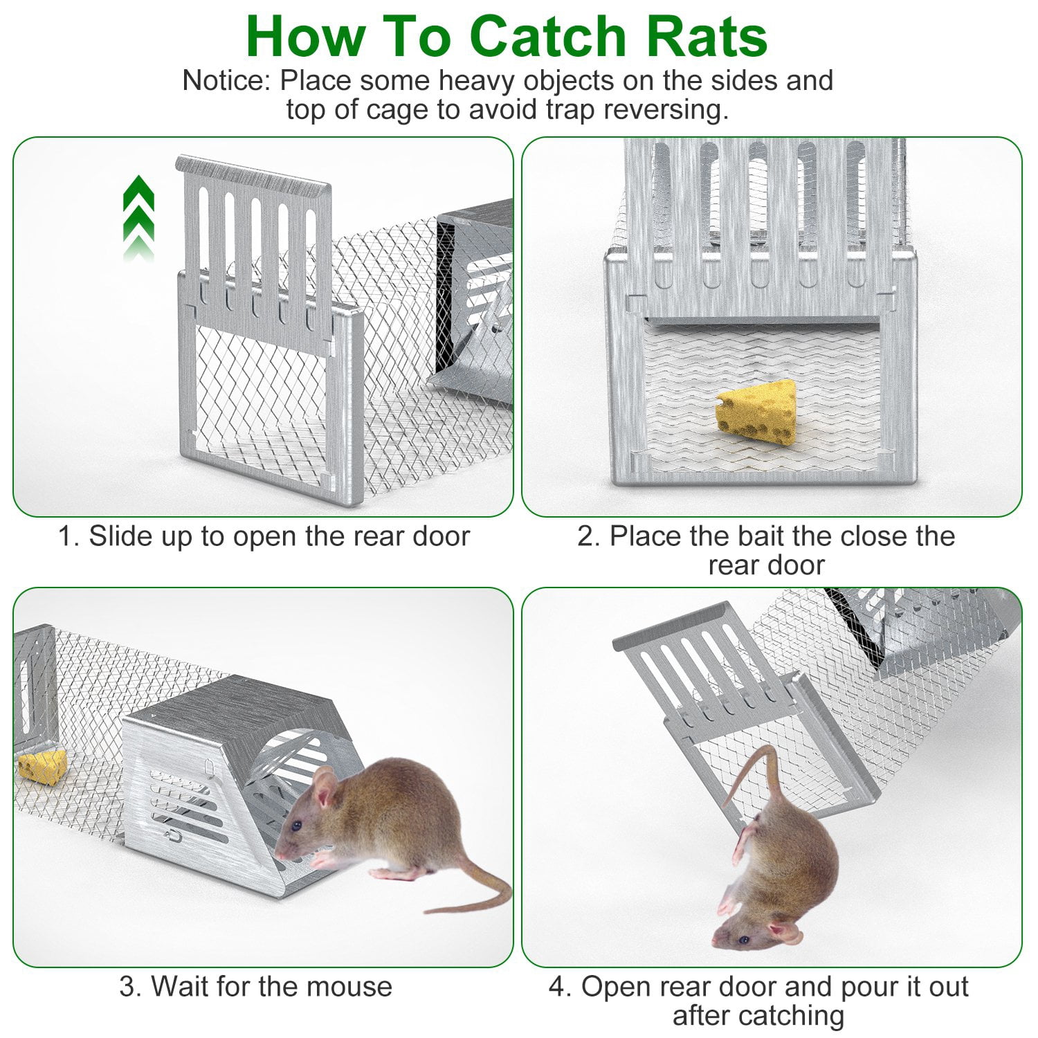 Zorpupoa 2Pc Humane Mouse Trap Cage Automatic Continuous Rat Trap with Single Way Door Reusable Catch And Release Live Cage Trap for Rodents Moles Voles Mice 10.62*3.93*3.54in
