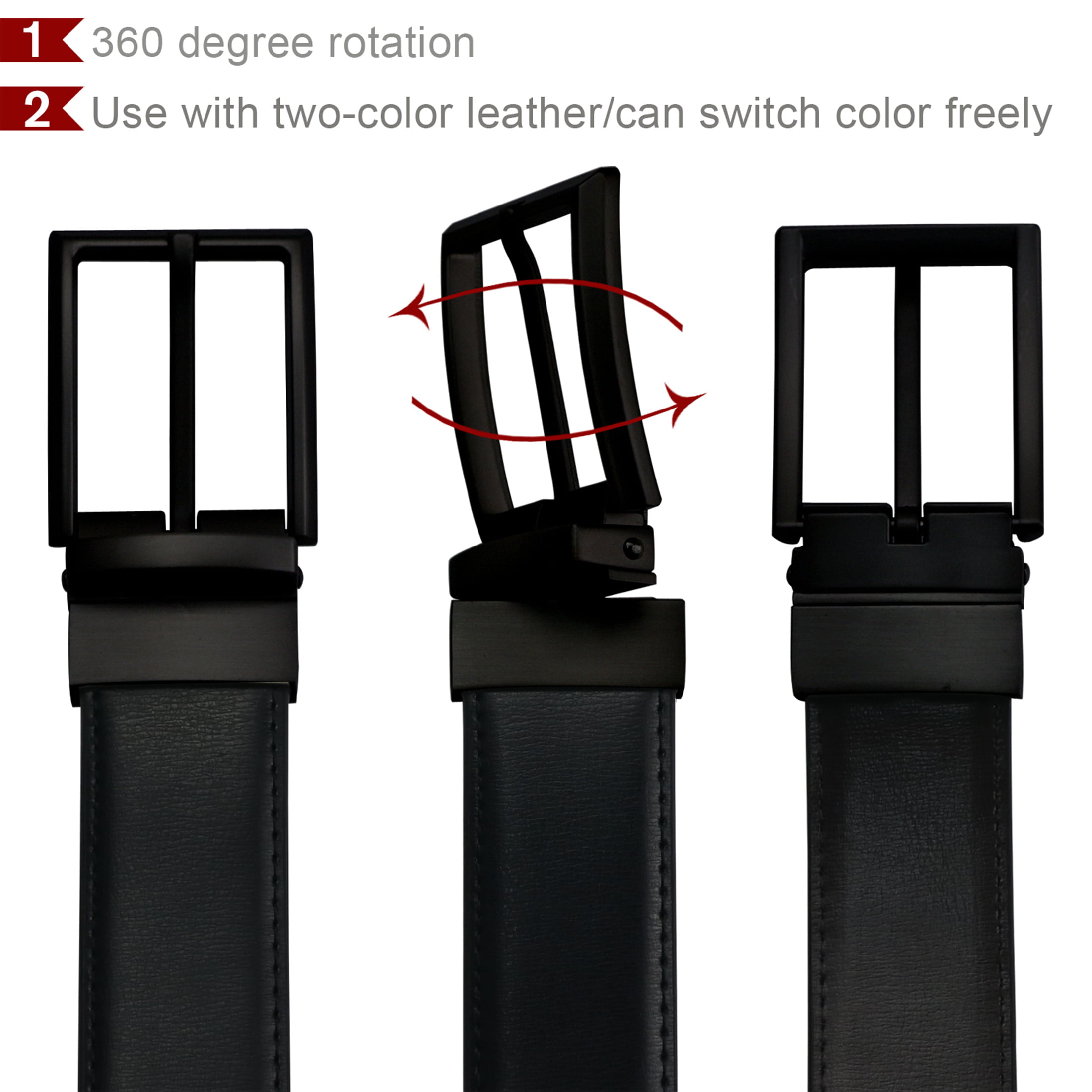 Maikun Mens Reversible Leather Belt Dress Casual Belts for Men One Belt  Reverse for 2 Sides Fit for Waist Size 32-34 