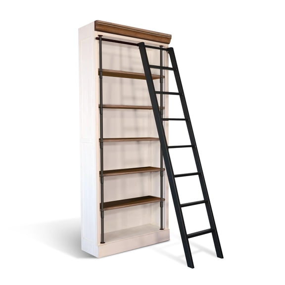 Sunny Designs White Bookcase with Wood Ladder