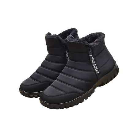 

Lacyhop Mens Winter Snow Boots Cotton Cloth Warm Waterproof Zipper Ankle Boots