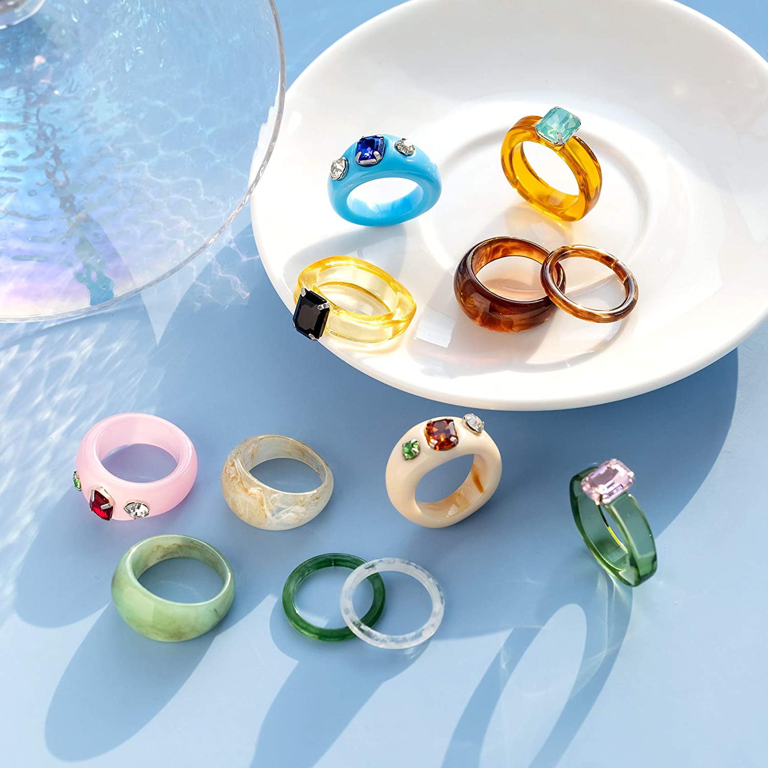 Wholesale Wholesale Spring Summer Y2k Chunky Resin Rings Fruit Resin rings  amber stackable clear resin ring For Women From m.