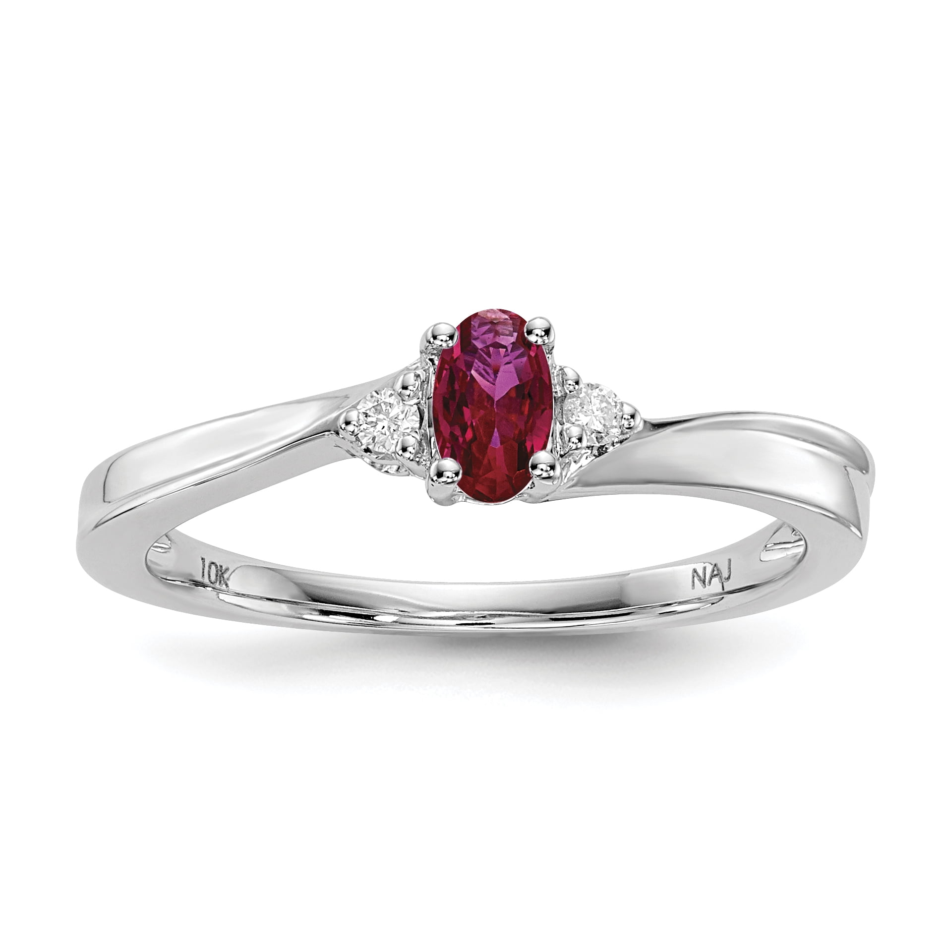 925 Sterling Silver Created Red Ruby Birthstone Band Ring Size 6.00