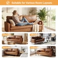 thumbnail image 3 of Koby Home Faux Leather Sofa Couch, Mid-Century 71" 3 Seater Sofa Couches Camel Brown, 3 of 7