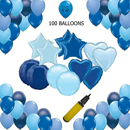 Blue Party Supplies And Light Blue Latex And Mylar Balloons