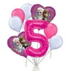 8 pc Disney Frozen Heart Balloon Bouquet 5th Birthday Party Decoration Elsa Anna Birthday