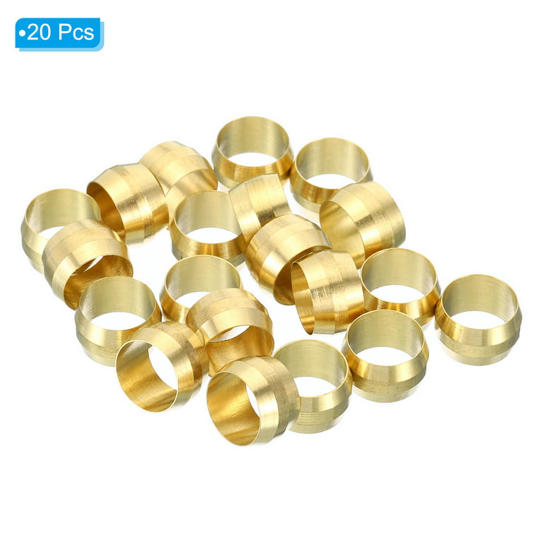 Uxcell 10mm Tube OD Brass Compression Sleeves Ferrules 20 Pcs Brass Ferrule  Fittings Compression Fitting Kit 