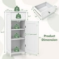 thumbnail image 3 of Small Bathroom Storage Cabinet, Narrow Storage Organizer with Drawer & Single Door, Adjustable Shelves, Anti-Tipping Device, Slim Cabinet for Small Space, Bathroom & Living Room, White, 3 of 18