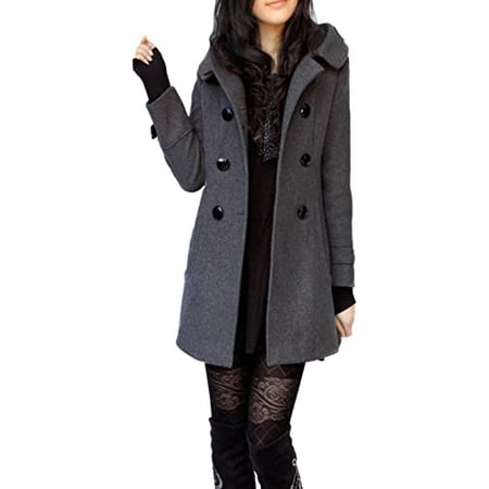Gogeu Women S Warm Double Ted Wool Pea Coat Trench Jacket With Hood Canada Gogeu Women S Warm Double Ted Wool, Ladies Hooded Pea Coat