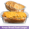 thumbnail image 3 of 1800ml/1.9Qt Large Rectangle Glass Bread Baking Dish with Lid, Handle, Stackable Microwave & Oven Safe Sealable Storage Pan, 3 of 12