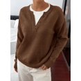 thumbnail image 6 of BTFBM Women Long Sleeve Crew Neck Sweaters Tops, 2 in1 Knitted Pullover, Deco Buttons, Oversized, Stretchy, Vacation, Business Casual Outfits, Fall Winter Trendy, 6 of 9