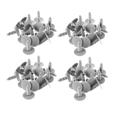

80 Pcs Gray Plastic Car Trim Clips Fastener 6mm Hole 26mm Head