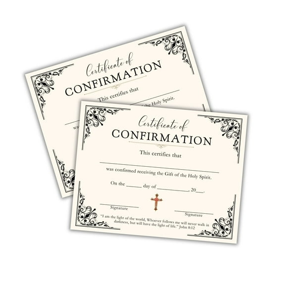 Certificate of Confirmation 30pk 8.5x11 Cream Red Lutheran Anglican Methodist to Frame Holy Spirit Membership Church Faith Roman Rite to Frame Celebration Sacrament