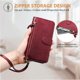 thumbnail image 3 of Funda para Honor x40i 5G con cremallera tipo cartera, tarjetero, marco de fotos, soporte y cordón, de piel sintética. rojo, 3 of 5