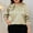 Beige Tops for Women, variant on Olyvenn Women's Plus Size Tshirts 2025 Spring Trendy Casual Business Clothes Crew Neck Long Sleeve Pleated Tops Beige 4XL