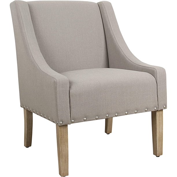 YELROL Upholstered Swoop Arm Accent Chair with Nailhead Trim Decorative