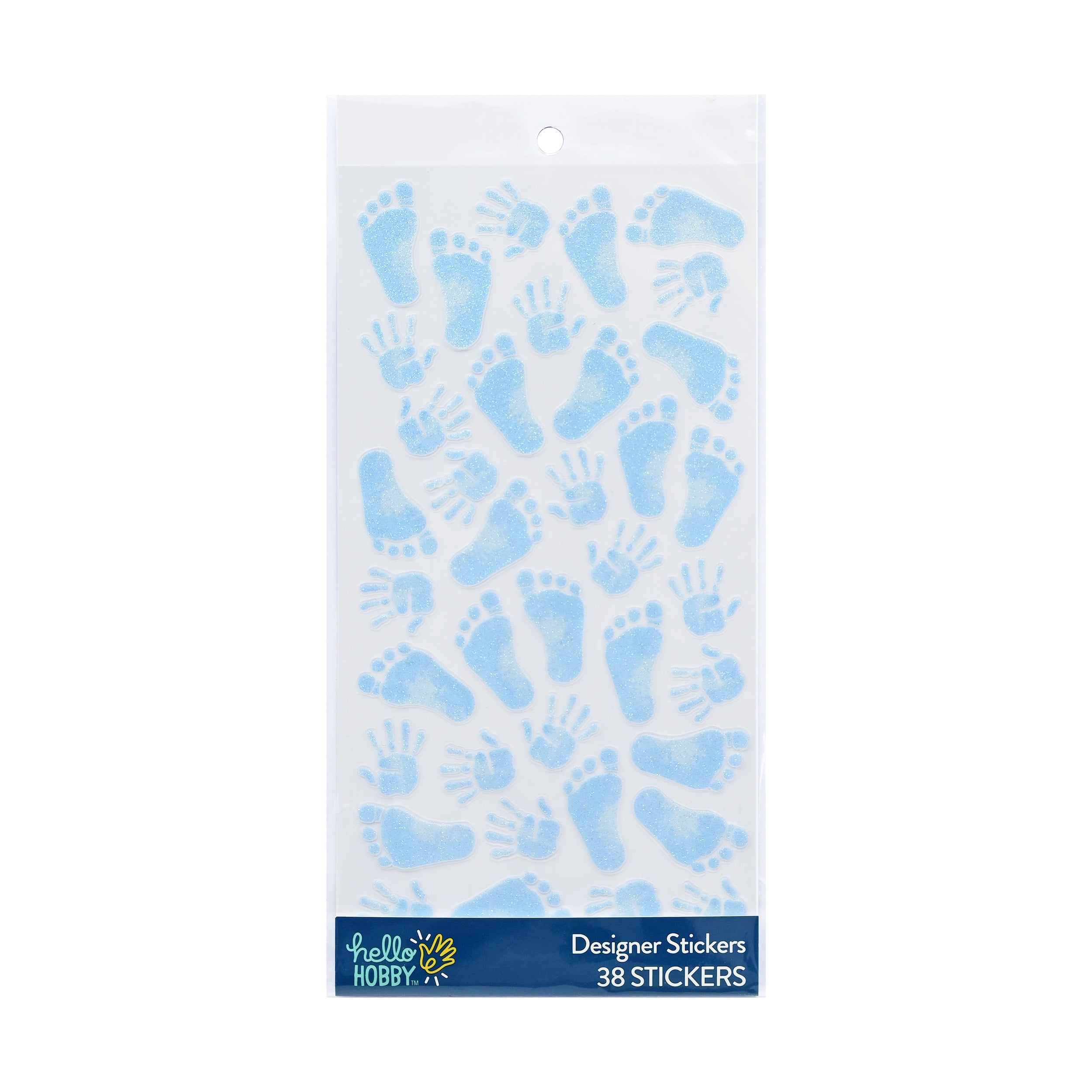 Hello Hobby Blue Baby Boy Hand & Footprint Designer Stickers, 38 Count